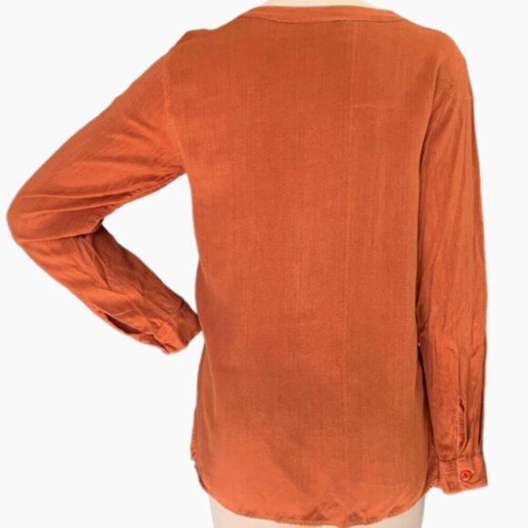 Select Boutique BOHO Embroidered Button Front Tunic Top S/M Rust Brown 87E - Picture 5 of 6